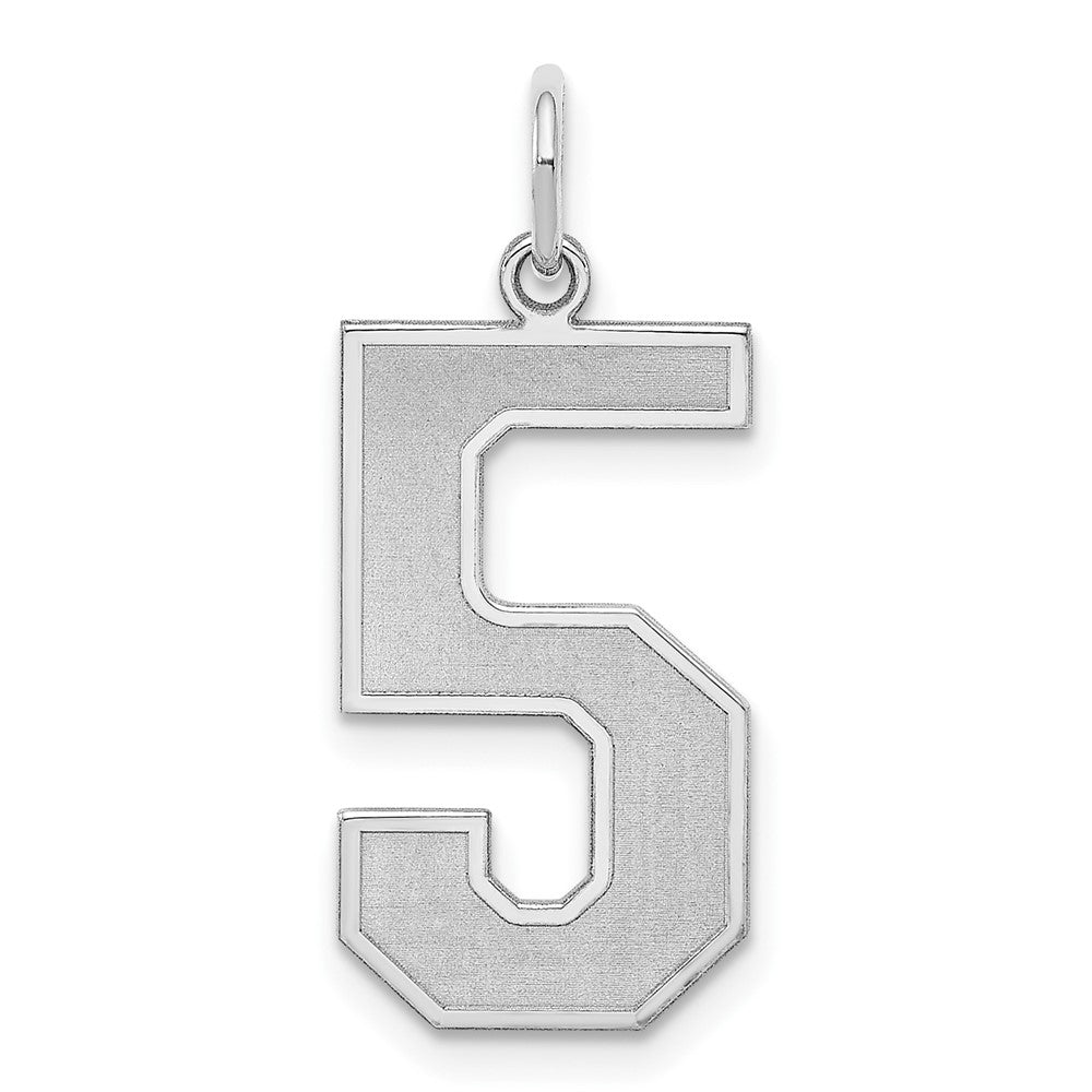 Sterling Silver, Jersey Collection, Large Number 5 Pendant, Item P28014-5 by The Black Bow Jewelry Co.