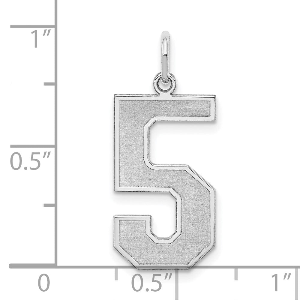 Alternate view of the Sterling Silver, Jersey Collection, Large Number 5 Pendant by The Black Bow Jewelry Co.