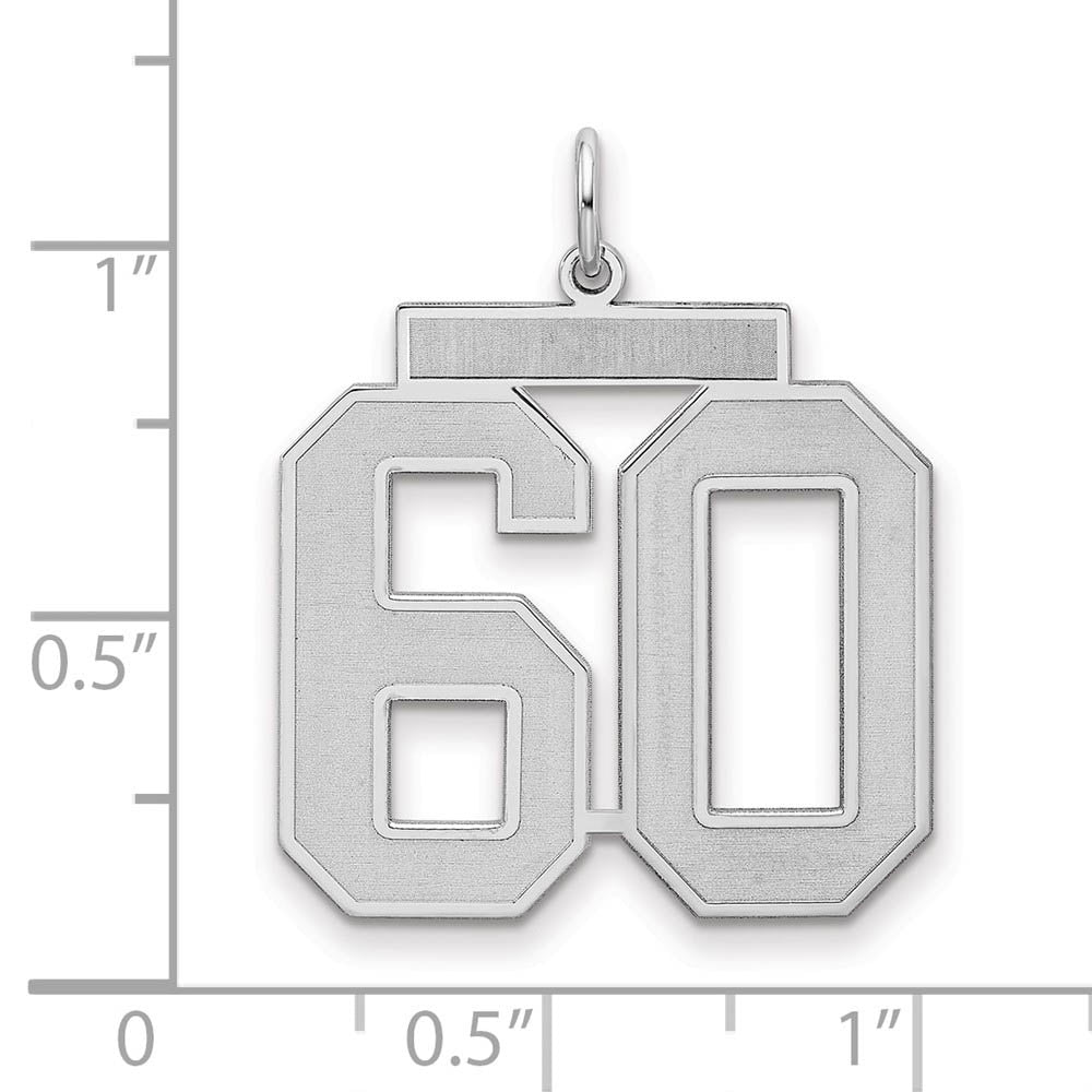 Alternate view of the Sterling Silver, Jersey Collection, Large Number 60 Pendant by The Black Bow Jewelry Co.