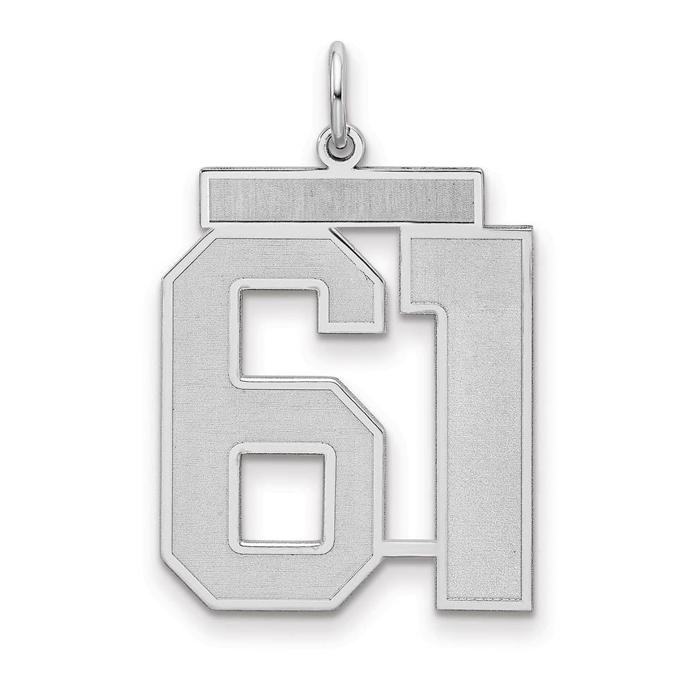 Sterling Silver, Jersey Collection, Large Number 61 Pendant, Item P28014-61 by The Black Bow Jewelry Co.