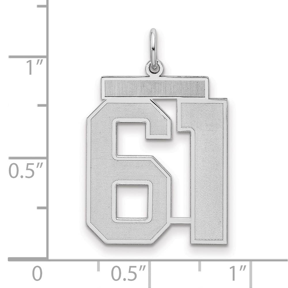 Alternate view of the Sterling Silver, Jersey Collection, Large Number 61 Pendant by The Black Bow Jewelry Co.