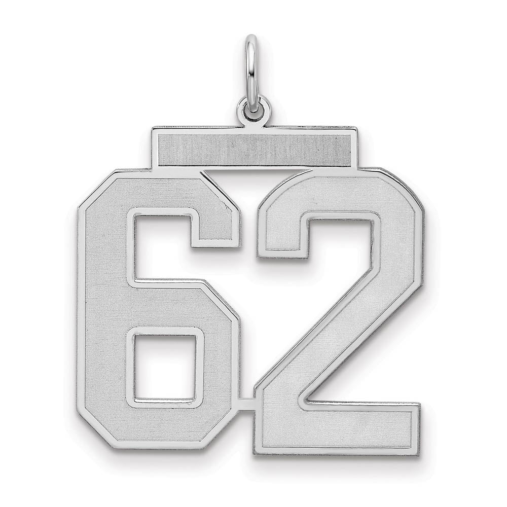 Sterling Silver, Jersey Collection, Large Number 62 Pendant, Item P28014-62 by The Black Bow Jewelry Co.