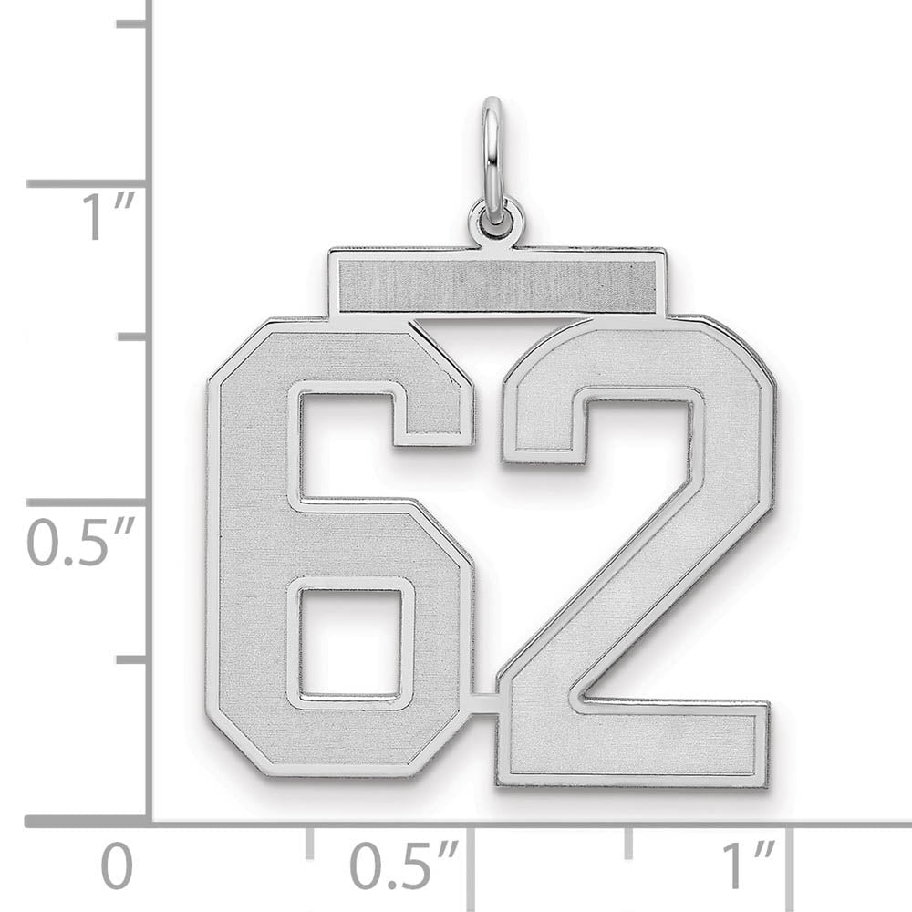 Alternate view of the Sterling Silver, Jersey Collection, Large Number 62 Pendant by The Black Bow Jewelry Co.