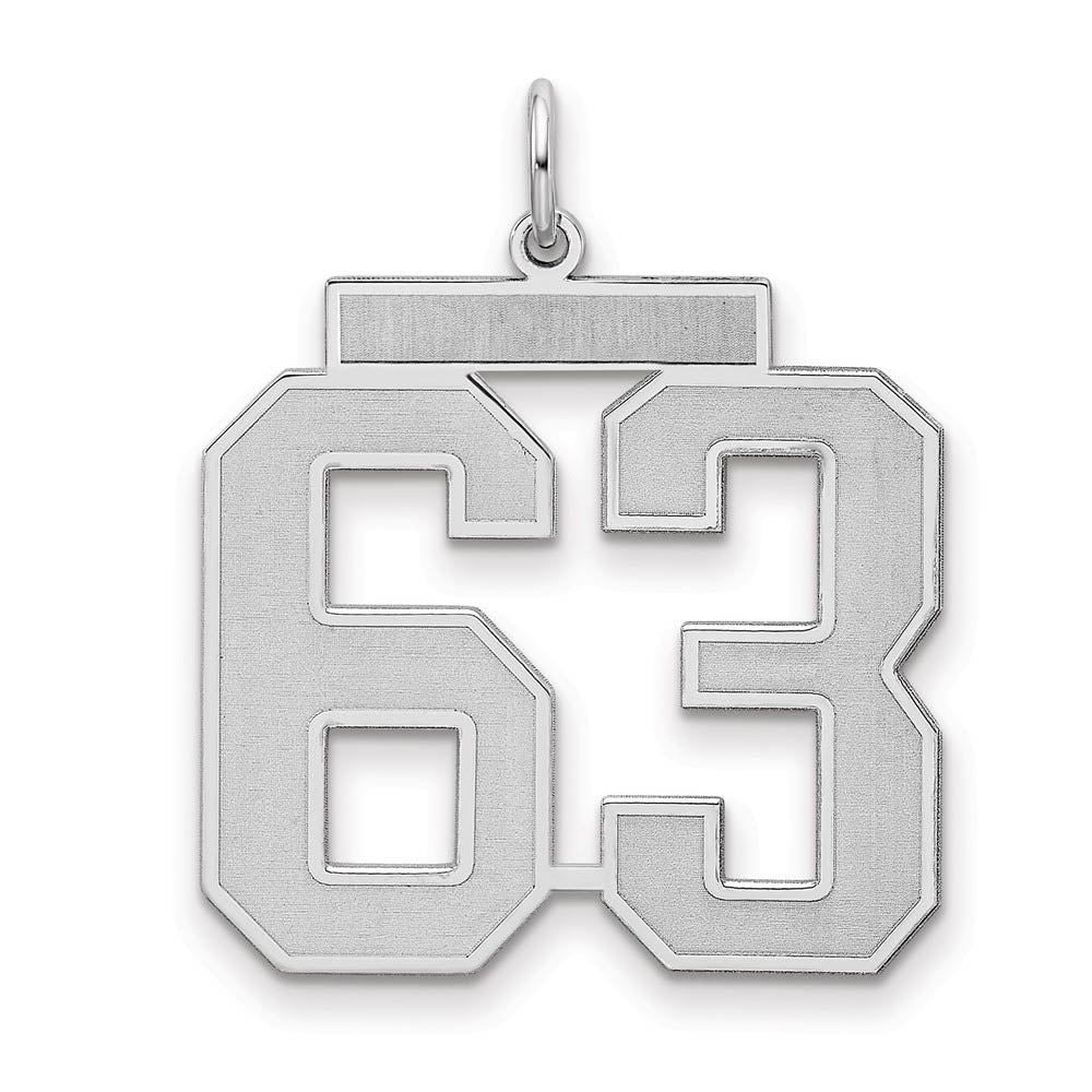 Sterling Silver, Jersey Collection, Large Number 63 Pendant, Item P28014-63 by The Black Bow Jewelry Co.