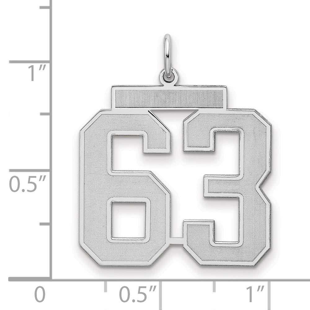 Alternate view of the Sterling Silver, Jersey Collection, Large Number 63 Pendant by The Black Bow Jewelry Co.