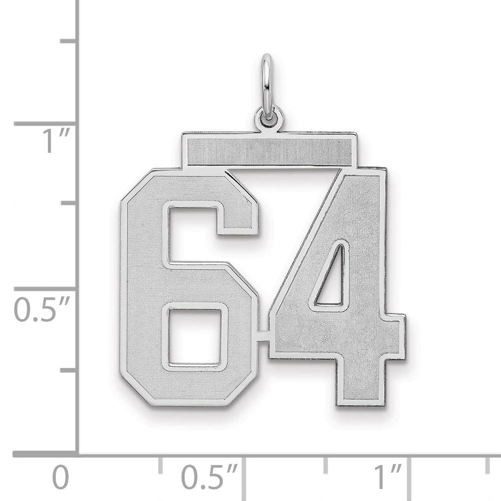 Alternate view of the Sterling Silver, Jersey Collection, Large Number 64 Pendant by The Black Bow Jewelry Co.