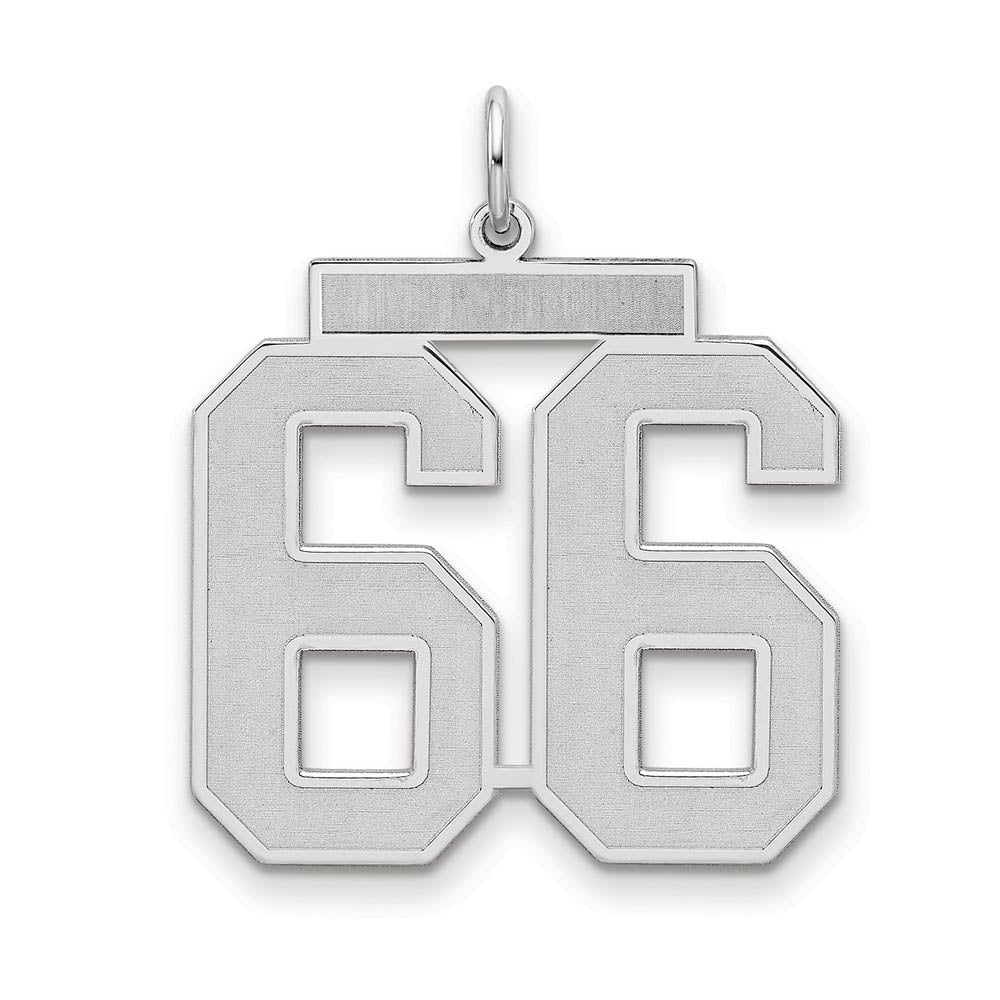 Sterling Silver, Jersey Collection, Large Number 66 Pendant, Item P28014-66 by The Black Bow Jewelry Co.