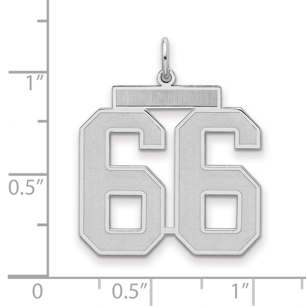 Alternate view of the Sterling Silver, Jersey Collection, Large Number 66 Pendant by The Black Bow Jewelry Co.