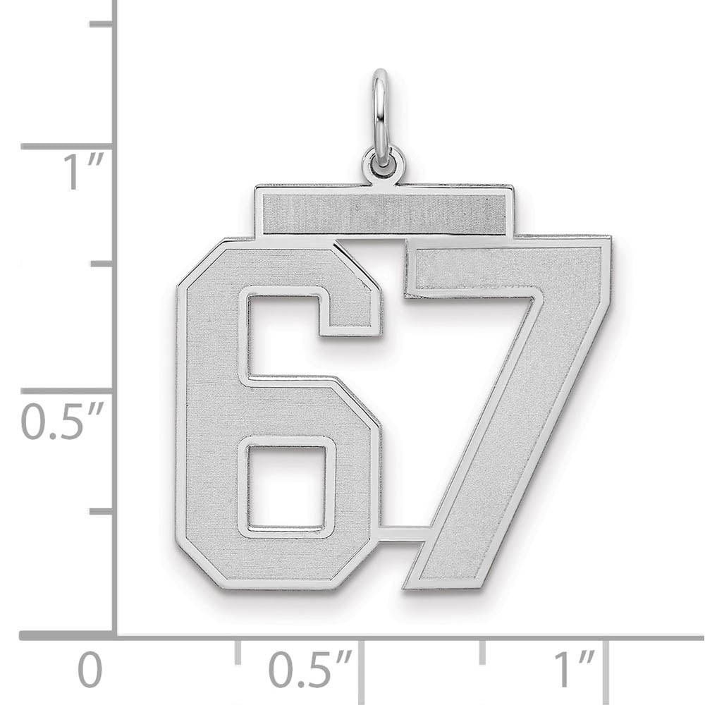 Alternate view of the Sterling Silver, Jersey Collection, Large Number 67 Pendant by The Black Bow Jewelry Co.