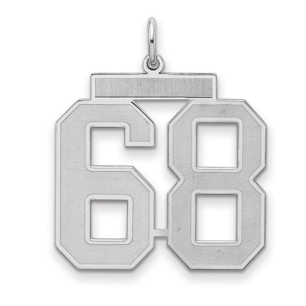 Sterling Silver, Jersey Collection, Large Number 68 Pendant, Item P28014-68 by The Black Bow Jewelry Co.