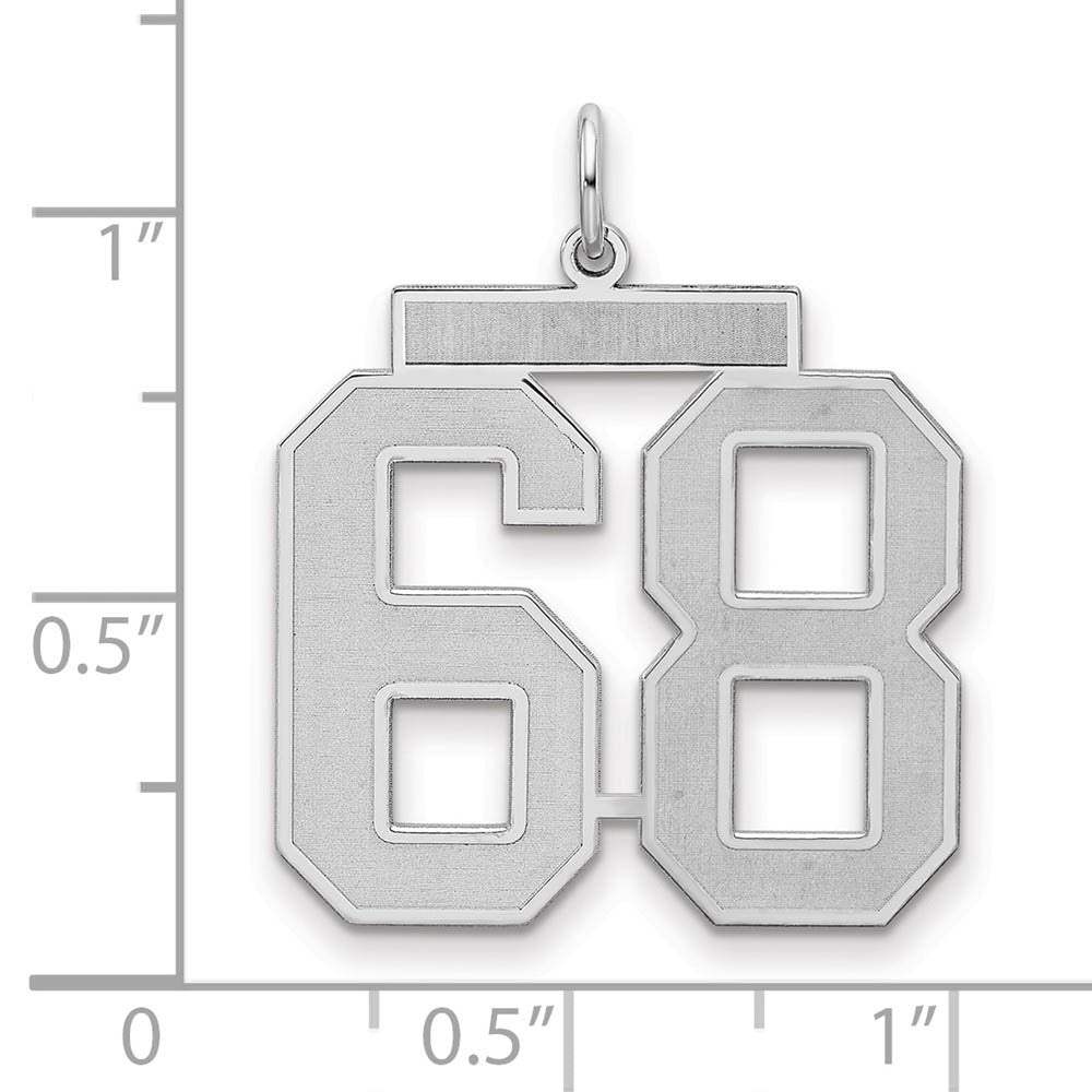 Alternate view of the Sterling Silver, Jersey Collection, Large Number 68 Pendant by The Black Bow Jewelry Co.
