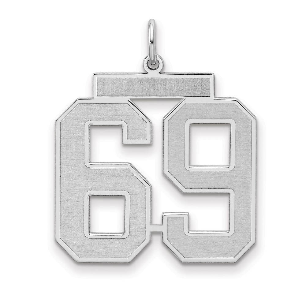 Sterling Silver, Jersey Collection, Large Number 69 Pendant, Item P28014-69 by The Black Bow Jewelry Co.