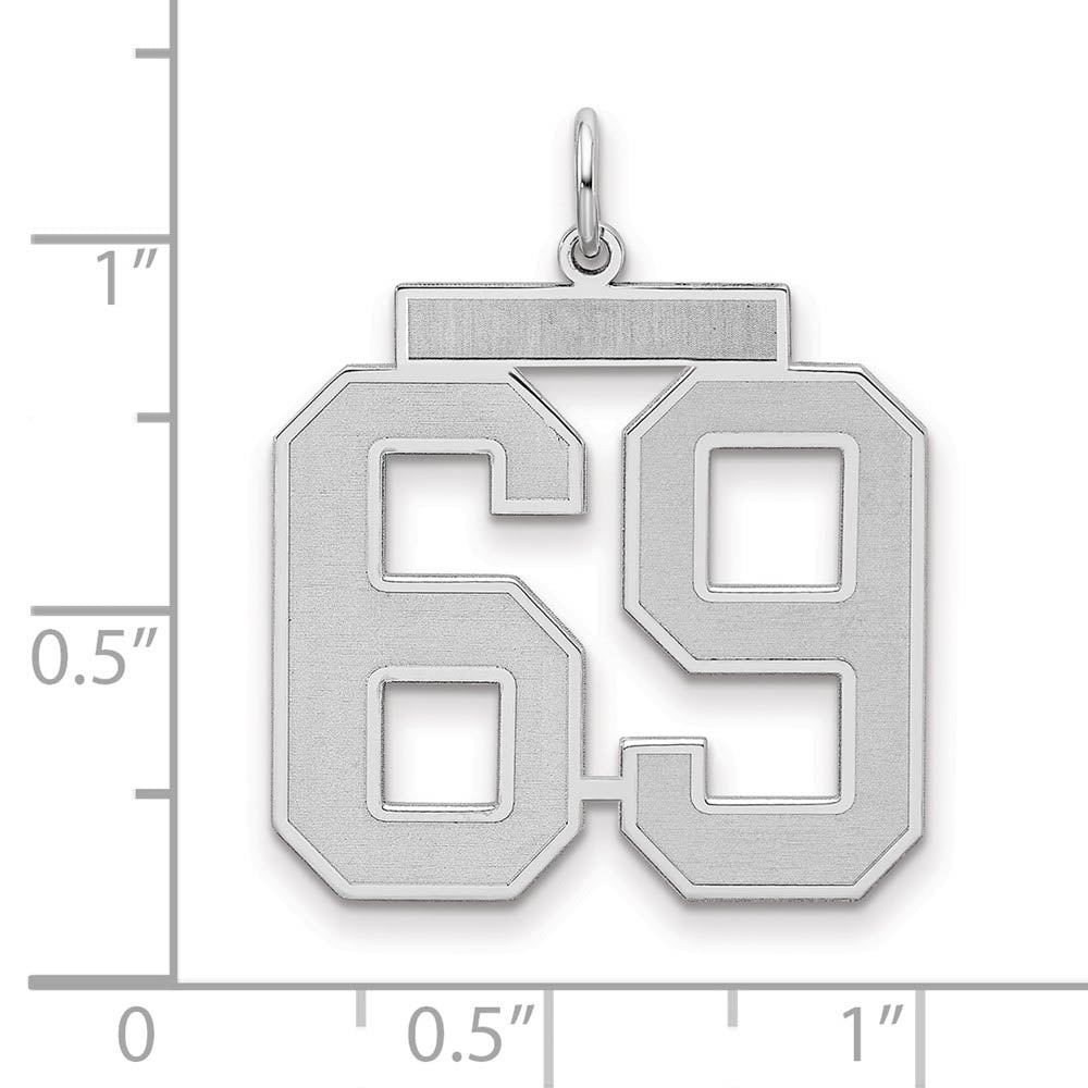 Alternate view of the Sterling Silver, Jersey Collection, Large Number 69 Pendant by The Black Bow Jewelry Co.