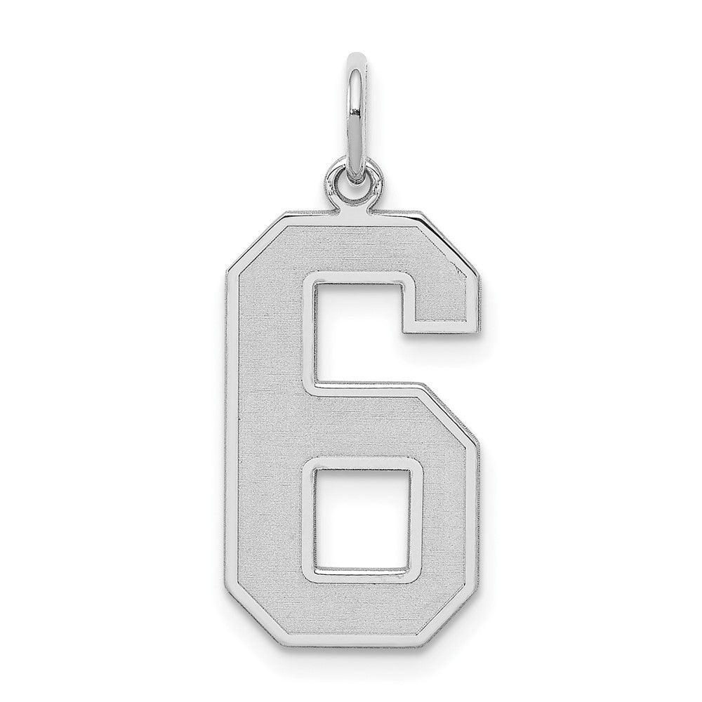 Sterling Silver, Jersey Collection, Large Number 6 Pendant, Item P28014-6 by The Black Bow Jewelry Co.
