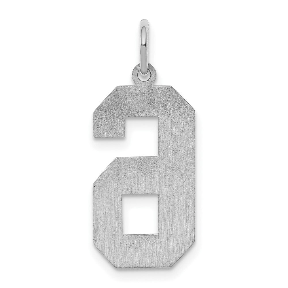 Alternate view of the Sterling Silver, Jersey Collection, Large Number 6 Pendant by The Black Bow Jewelry Co.