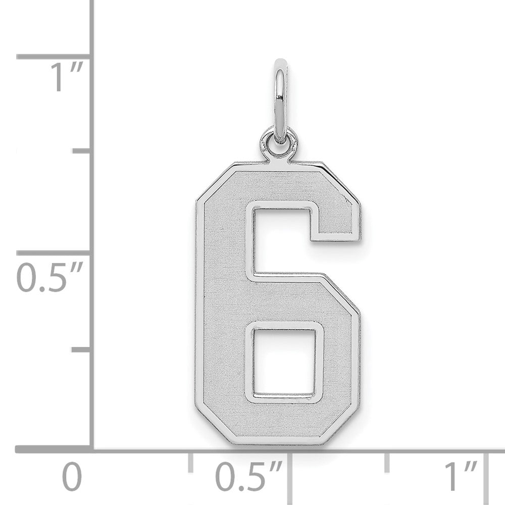 Alternate view of the Sterling Silver, Jersey Collection, Large Number 6 Pendant by The Black Bow Jewelry Co.