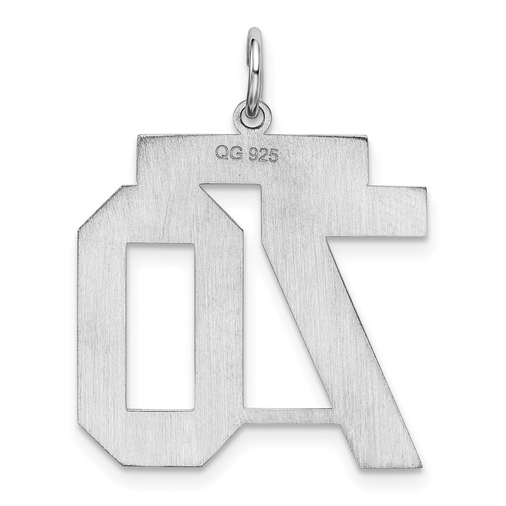 Alternate view of the Sterling Silver, Jersey Collection, Large Number 70 Pendant by The Black Bow Jewelry Co.