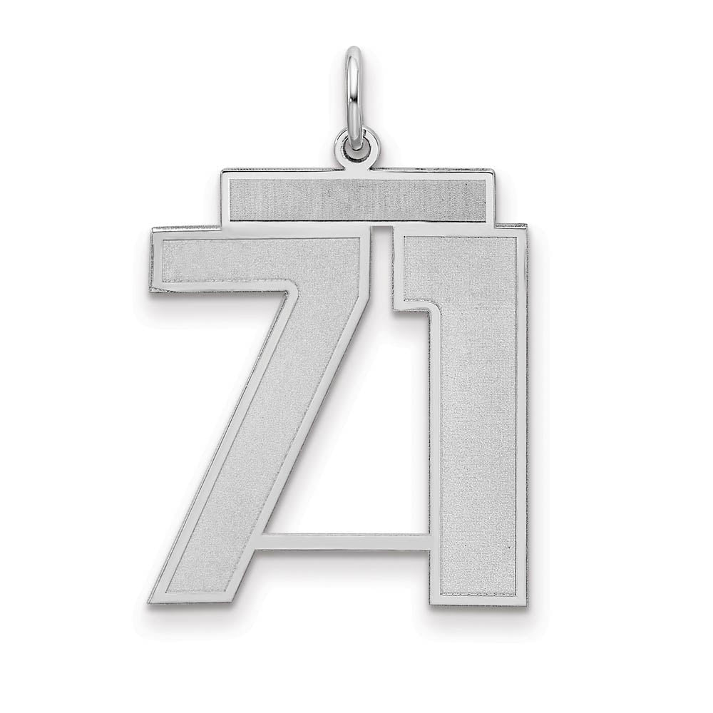 Sterling Silver, Jersey Collection, Large Number 71 Pendant, Item P28014-71 by The Black Bow Jewelry Co.