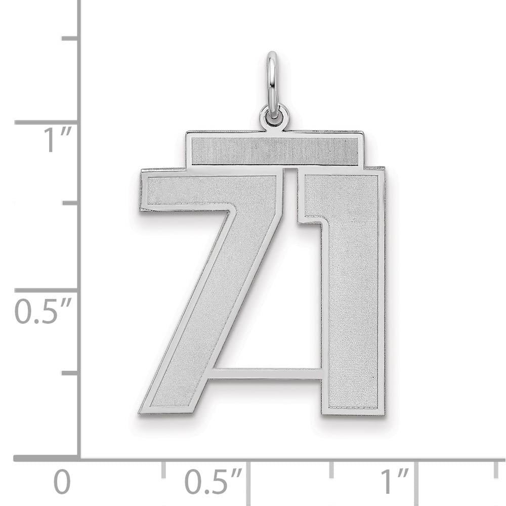 Alternate view of the Sterling Silver, Jersey Collection, Large Number 71 Pendant by The Black Bow Jewelry Co.