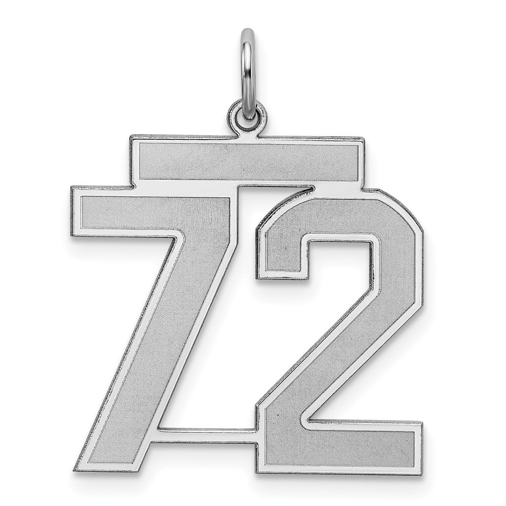 Sterling Silver, Jersey Collection, Large Number 72 Pendant, Item P28014-72 by The Black Bow Jewelry Co.
