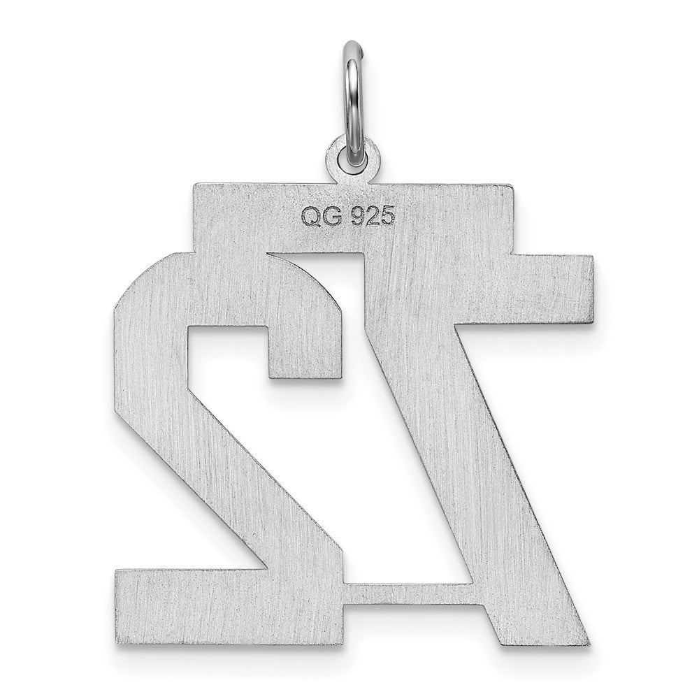 Alternate view of the Sterling Silver, Jersey Collection, Large Number 72 Pendant by The Black Bow Jewelry Co.