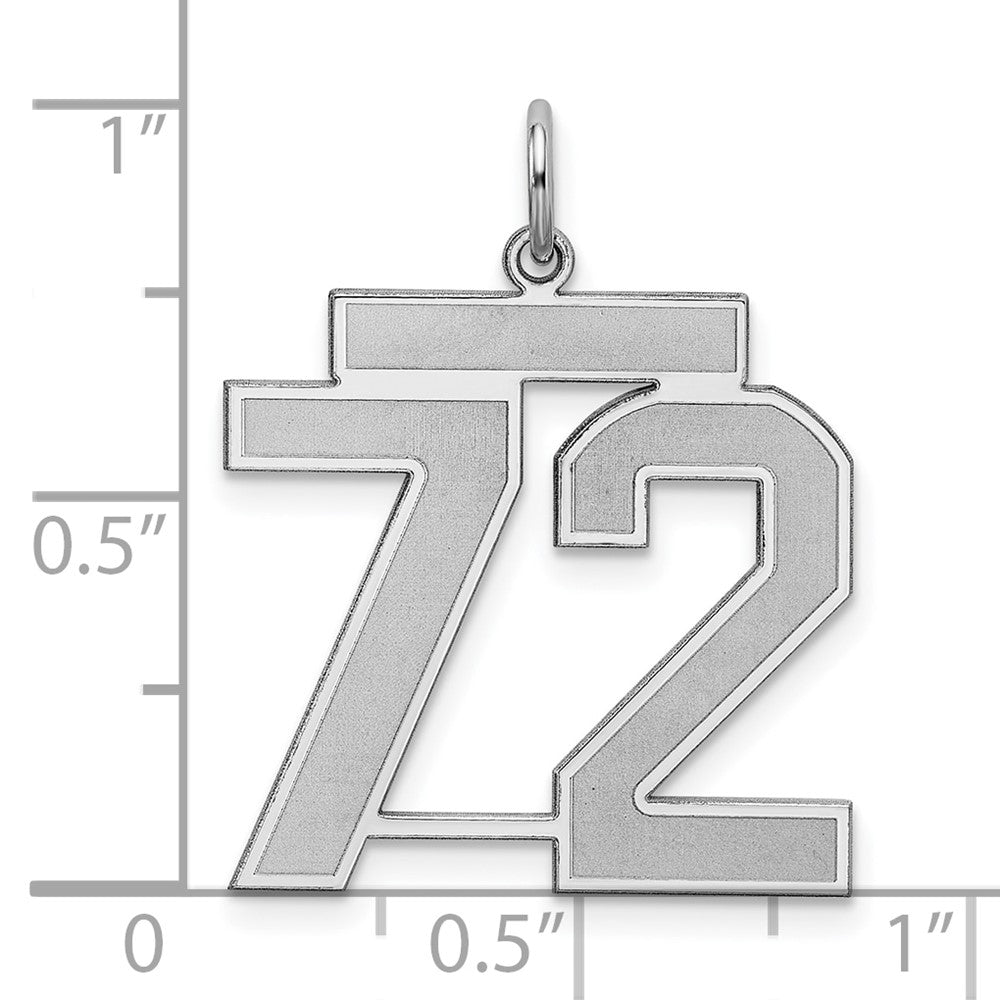 Alternate view of the Sterling Silver, Jersey Collection, Large Number 72 Pendant by The Black Bow Jewelry Co.