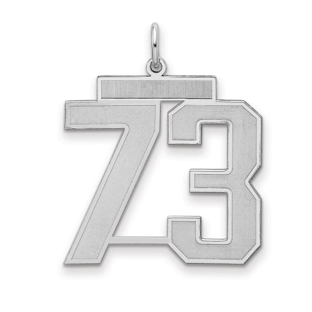 Sterling Silver, Jersey Collection, Large Number 73 Pendant, Item P28014-73 by The Black Bow Jewelry Co.