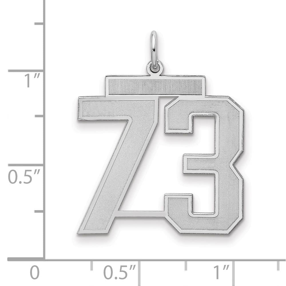 Alternate view of the Sterling Silver, Jersey Collection, Large Number 73 Pendant by The Black Bow Jewelry Co.