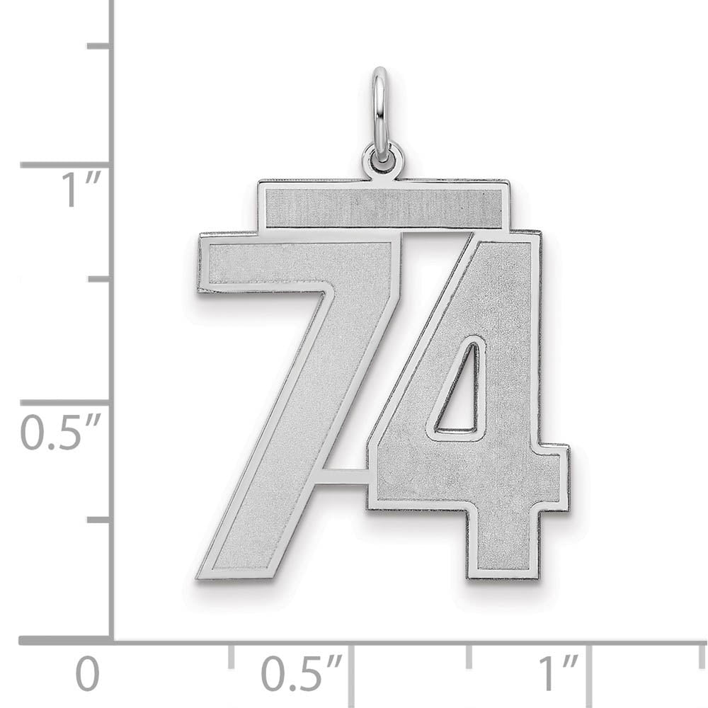 Alternate view of the Sterling Silver, Jersey Collection, Large Number 74 Pendant by The Black Bow Jewelry Co.