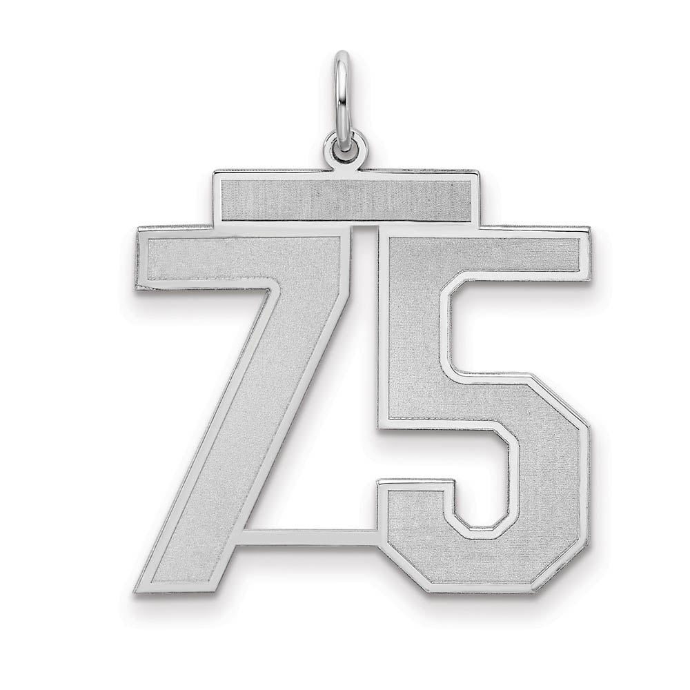 Sterling Silver, Jersey Collection, Large Number 75 Pendant, Item P28014-75 by The Black Bow Jewelry Co.