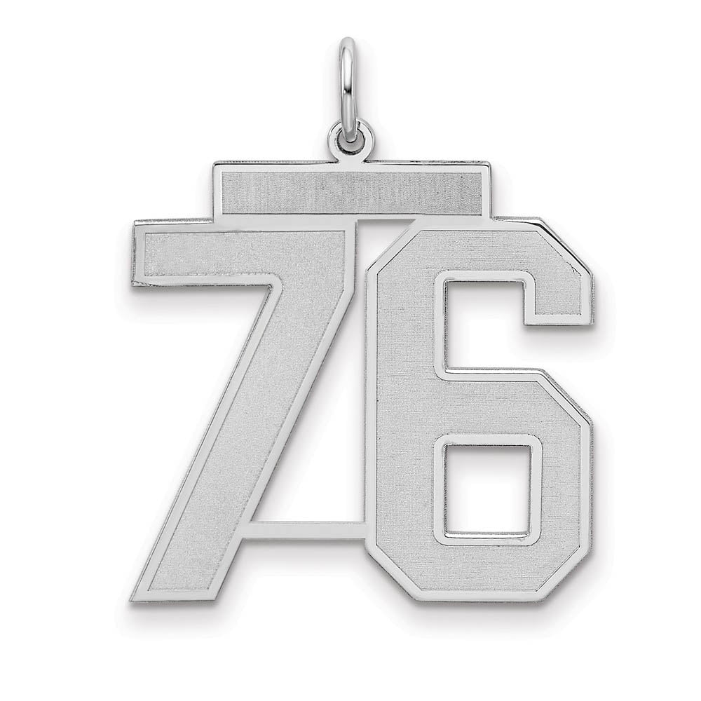 Sterling Silver, Jersey Collection, Large Number 76 Pendant, Item P28014-76 by The Black Bow Jewelry Co.