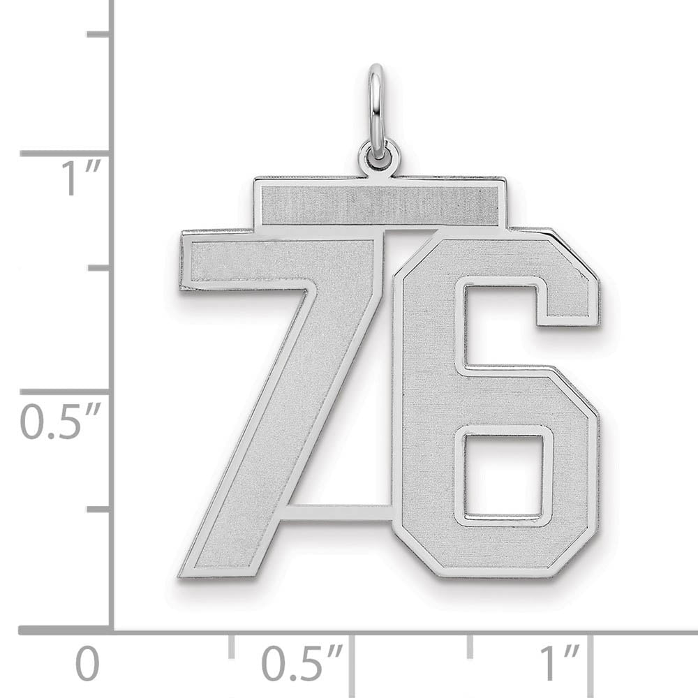 Alternate view of the Sterling Silver, Jersey Collection, Large Number 76 Pendant by The Black Bow Jewelry Co.