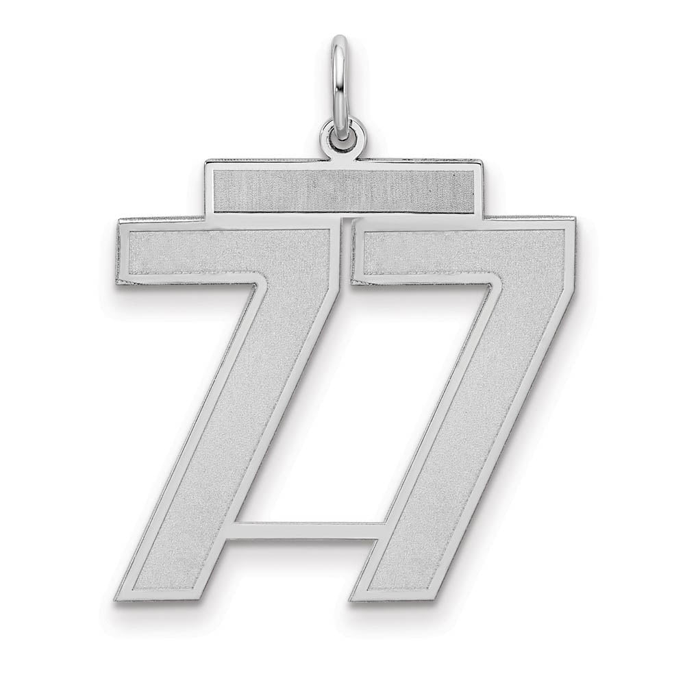 Sterling Silver, Jersey Collection, Large Number 77 Pendant, Item P28014-77 by The Black Bow Jewelry Co.
