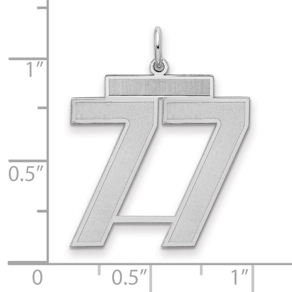 Alternate view of the Sterling Silver, Jersey Collection, Large Number 77 Pendant by The Black Bow Jewelry Co.