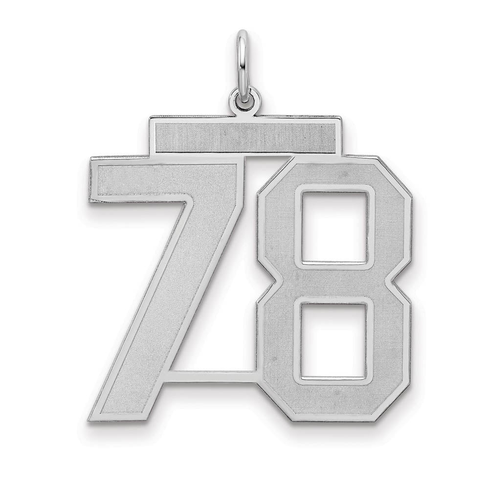 Sterling Silver, Jersey Collection, Large Number 78 Pendant, Item P28014-78 by The Black Bow Jewelry Co.