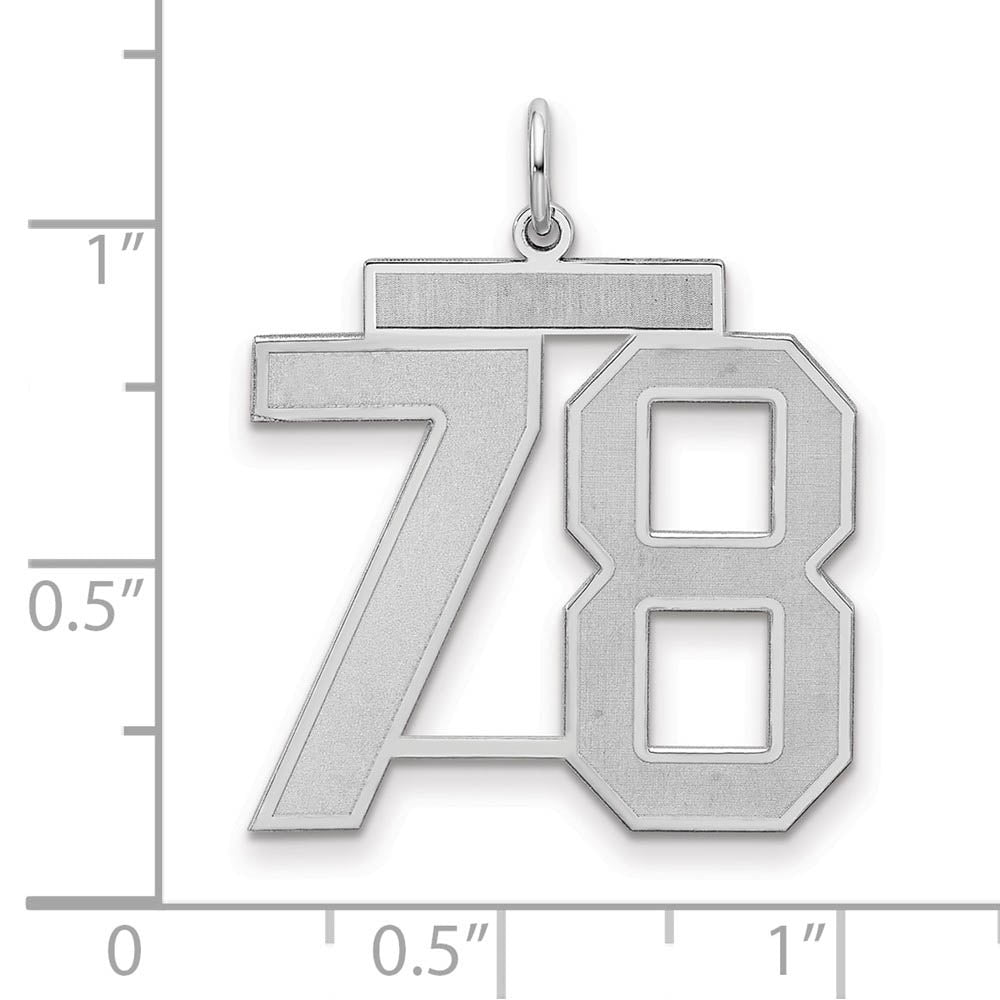 Alternate view of the Sterling Silver, Jersey Collection, Large Number 78 Pendant by The Black Bow Jewelry Co.