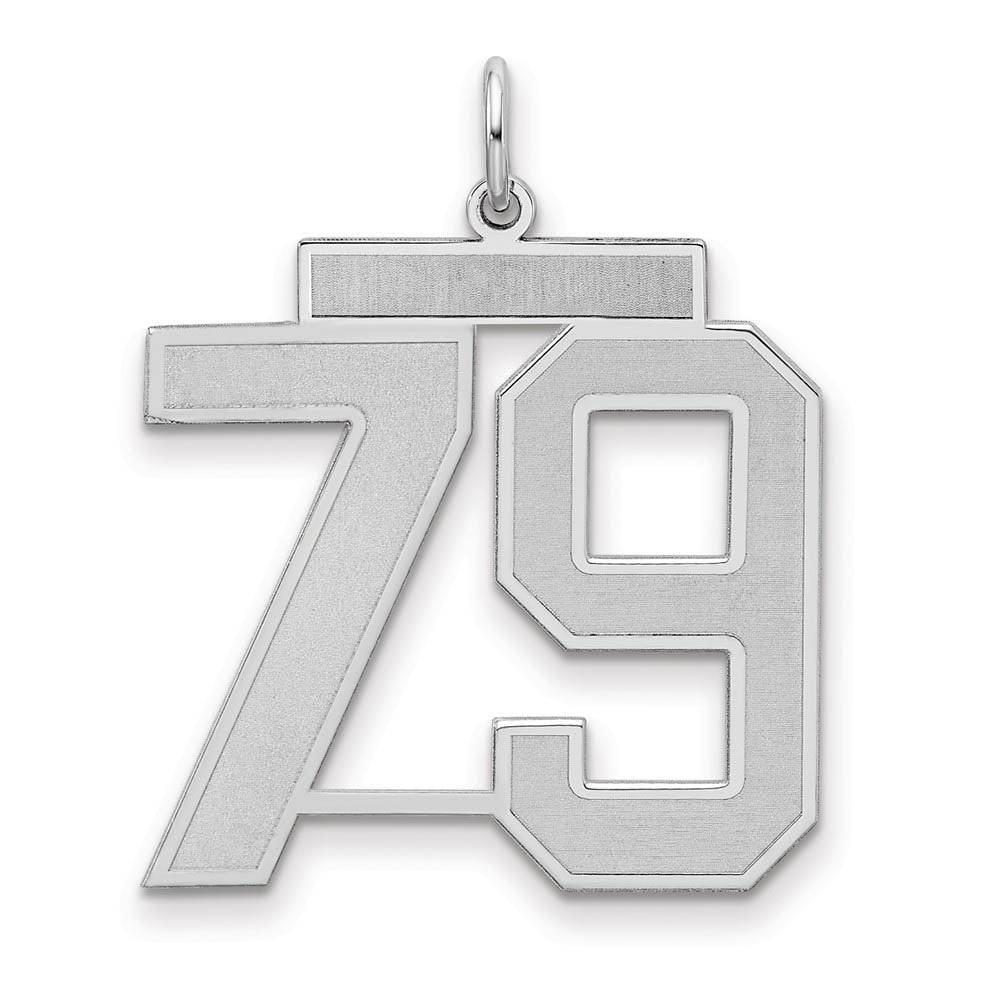 Sterling Silver, Jersey Collection, Large Number 79 Pendant, Item P28014-79 by The Black Bow Jewelry Co.