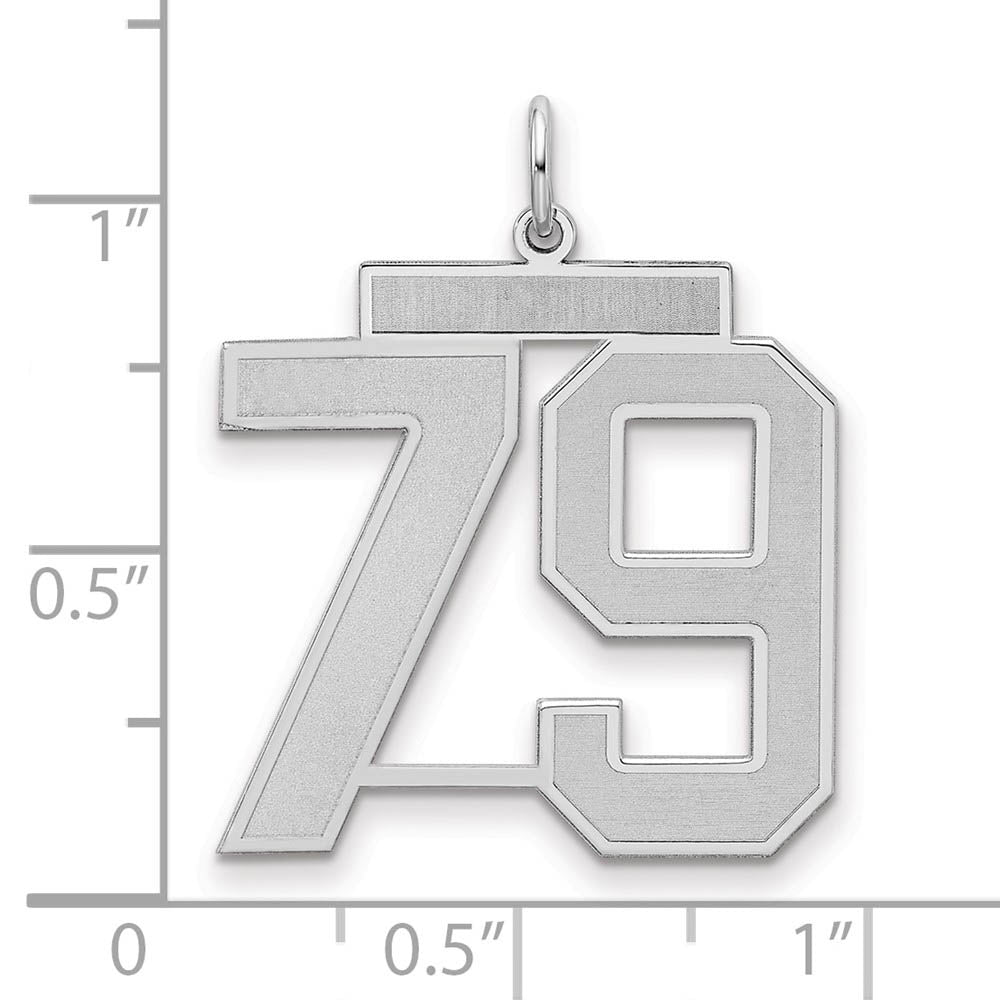 Alternate view of the Sterling Silver, Jersey Collection, Large Number 79 Pendant by The Black Bow Jewelry Co.