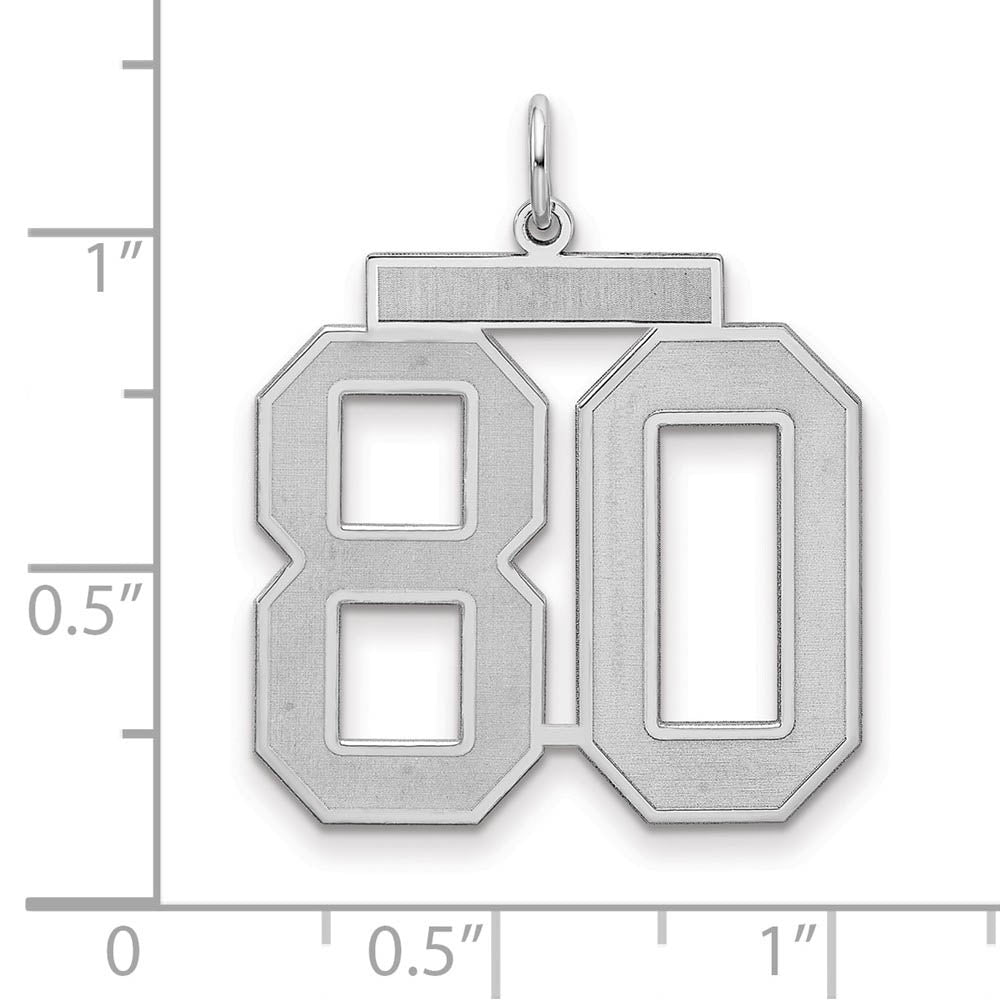 Alternate view of the Sterling Silver, Jersey Collection, Large Number 80 Pendant by The Black Bow Jewelry Co.