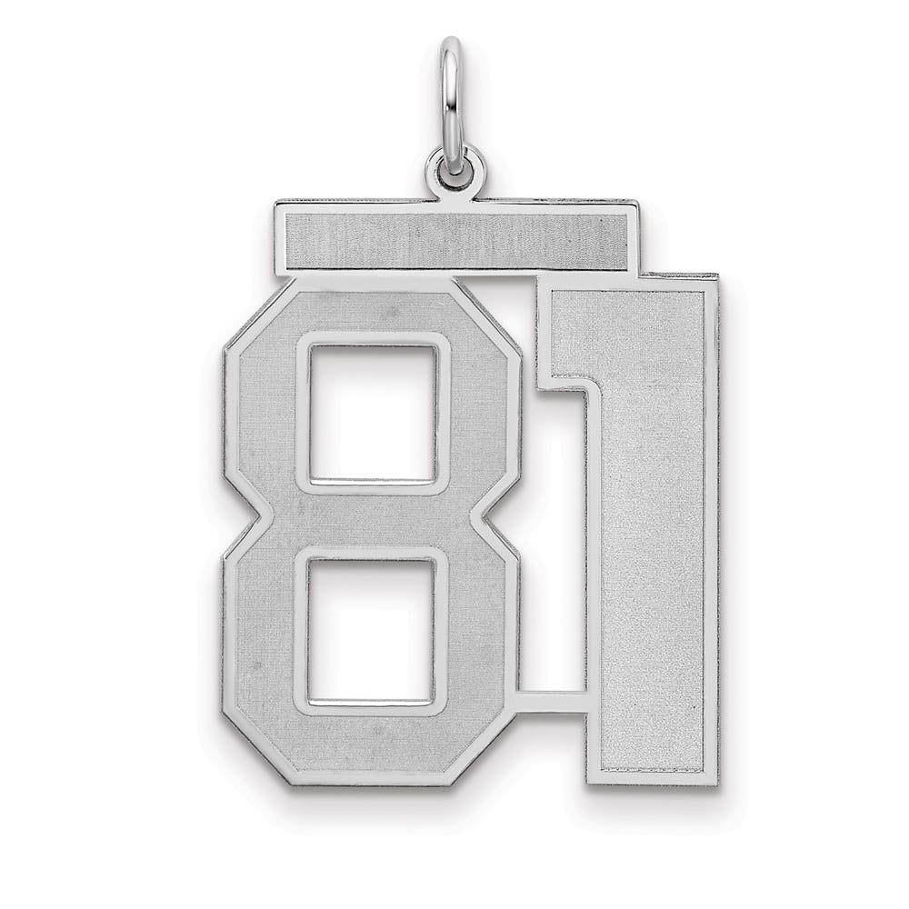 Sterling Silver, Jersey Collection, Large Number 81 Pendant, Item P28014-81 by The Black Bow Jewelry Co.