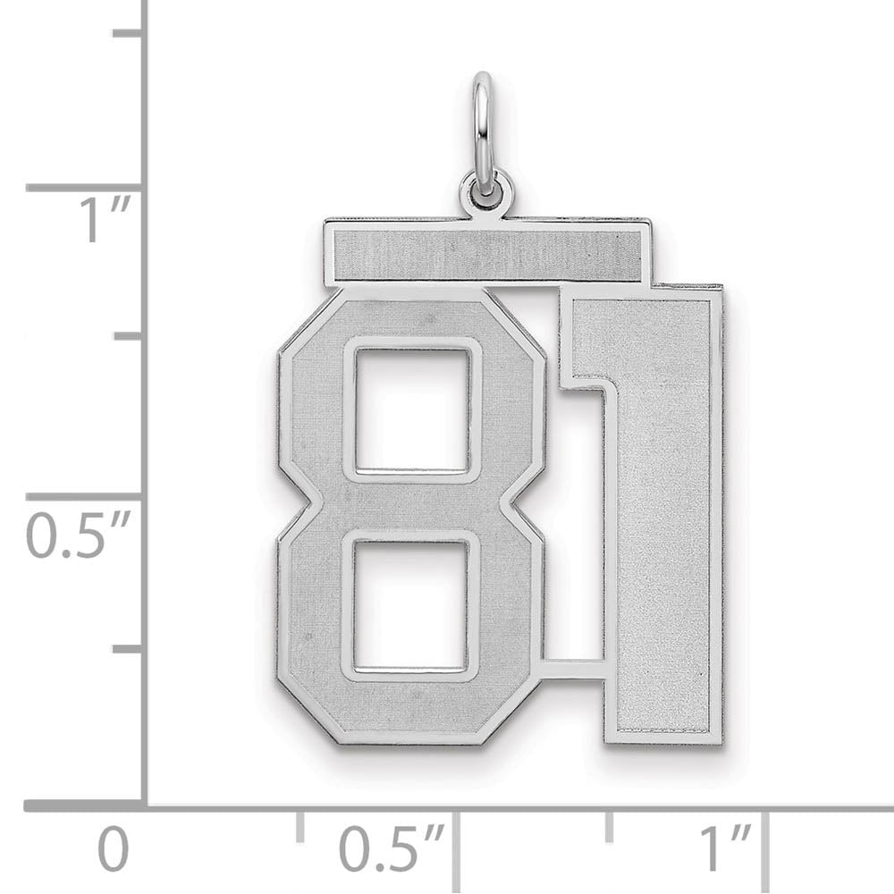 Alternate view of the Sterling Silver, Jersey Collection, Large Number 81 Pendant by The Black Bow Jewelry Co.
