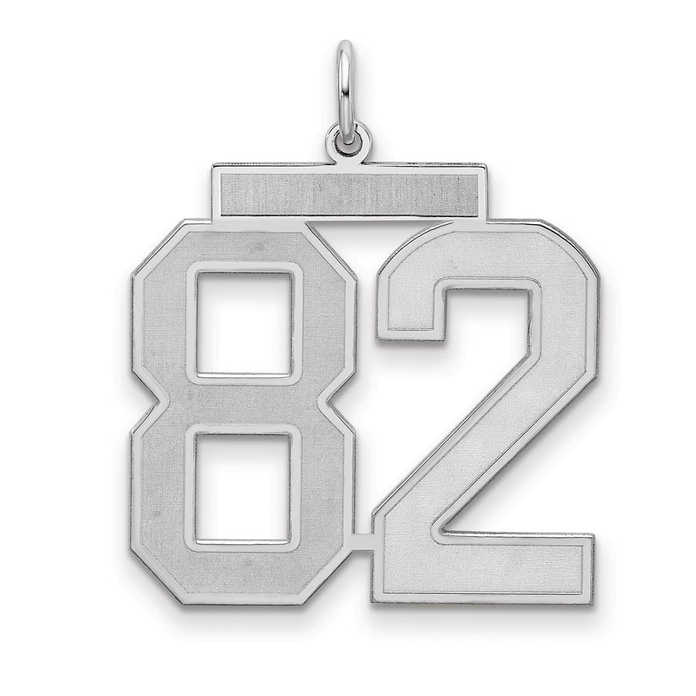 Sterling Silver, Jersey Collection, Large Number 82 Pendant, Item P28014-82 by The Black Bow Jewelry Co.