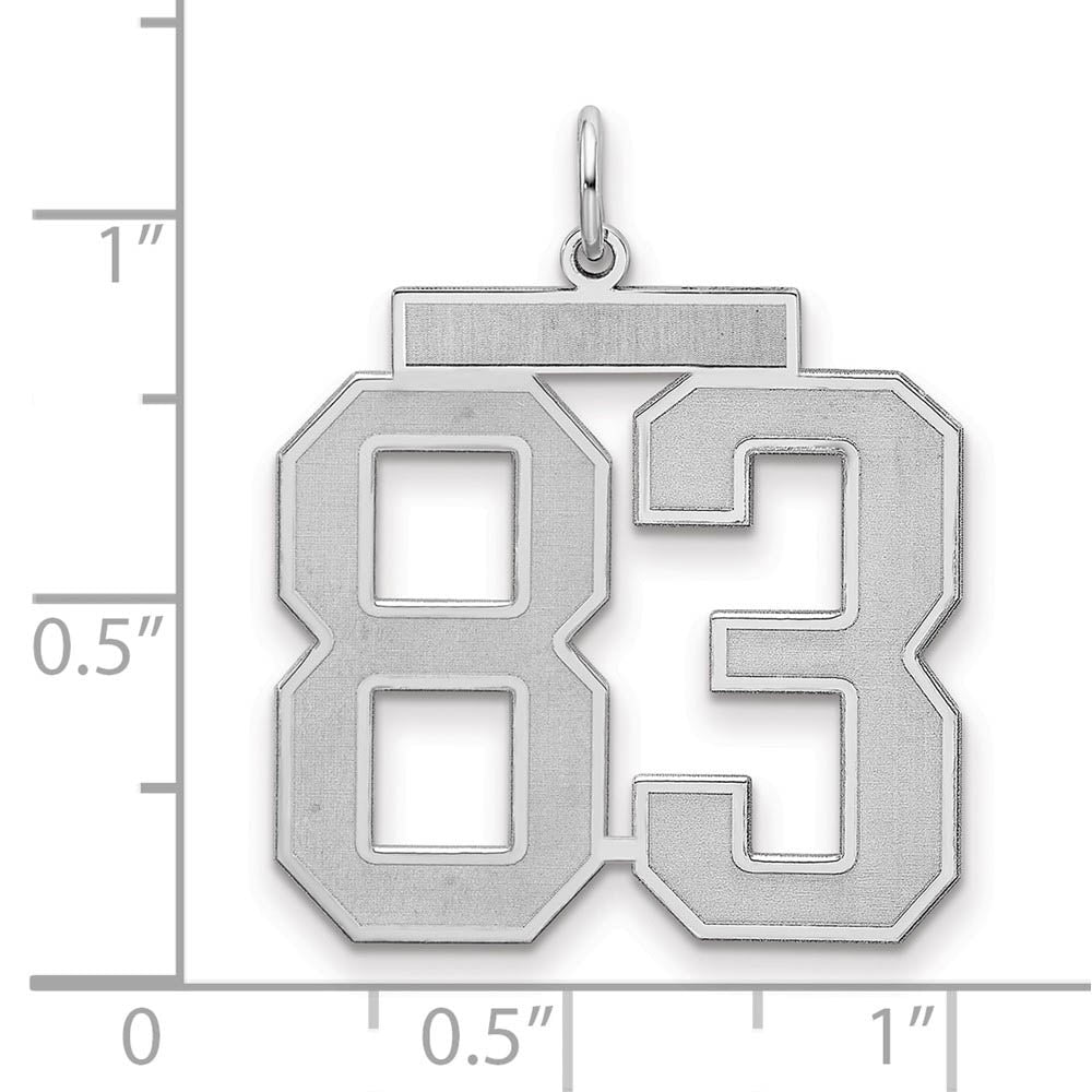 Alternate view of the Sterling Silver, Jersey Collection, Large Number 83 Pendant by The Black Bow Jewelry Co.