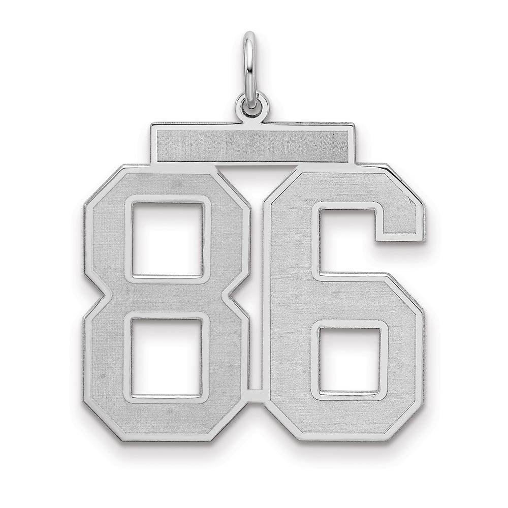 Sterling Silver, Jersey Collection, Large Number 86 Pendant, Item P28014-86 by The Black Bow Jewelry Co.