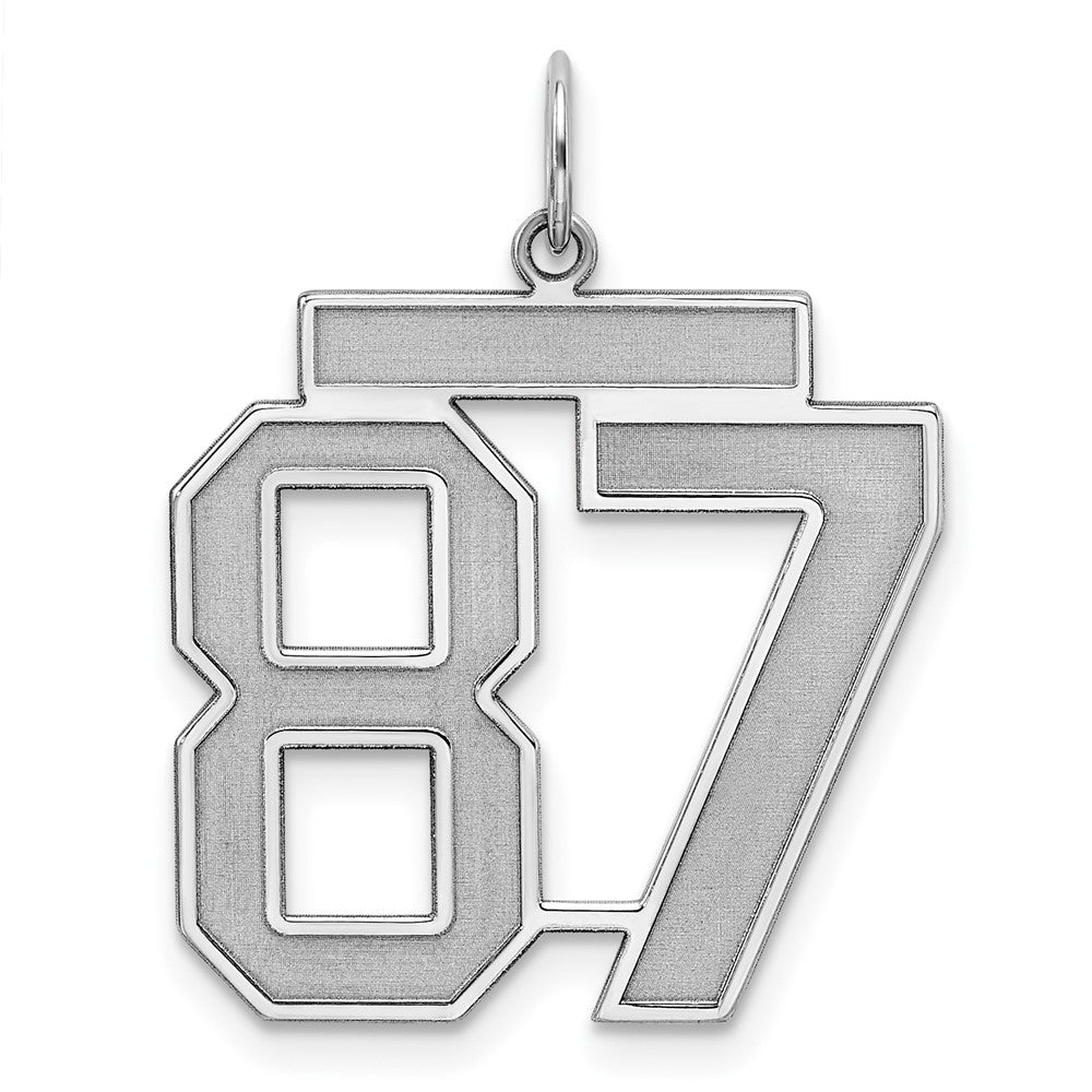 Sterling Silver, Jersey Collection, Large Number 87 Pendant, Item P28014-87 by The Black Bow Jewelry Co.