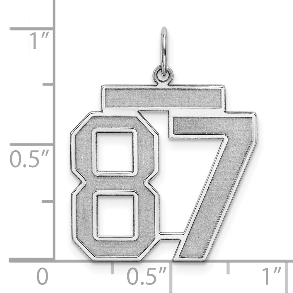Alternate view of the Sterling Silver, Jersey Collection, Large Number 87 Pendant by The Black Bow Jewelry Co.