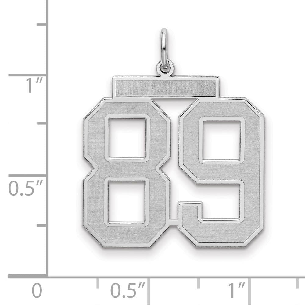 Alternate view of the Sterling Silver, Jersey Collection, Large Number 89 Pendant by The Black Bow Jewelry Co.