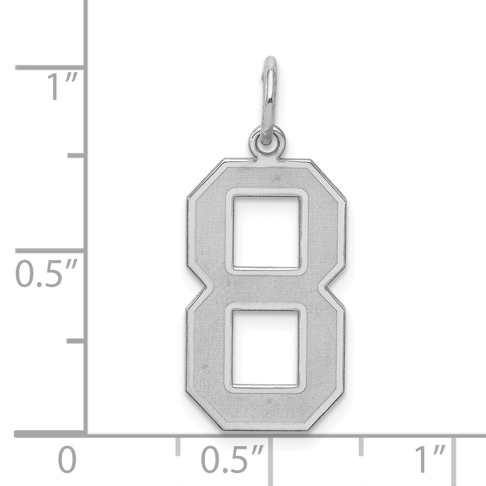 Alternate view of the Sterling Silver, Jersey Collection, Large Number 8 Pendant by The Black Bow Jewelry Co.