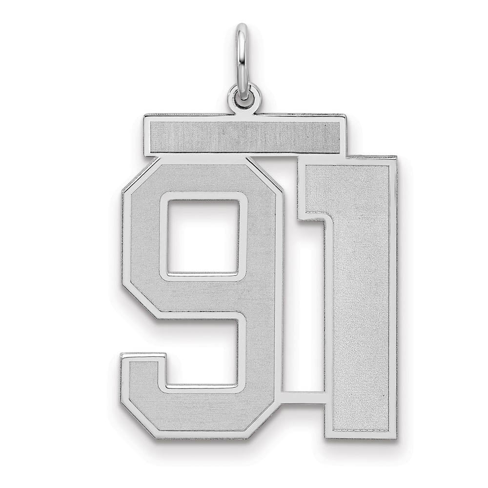 Sterling Silver, Jersey Collection, Large Number 91 Pendant, Item P28014-91 by The Black Bow Jewelry Co.