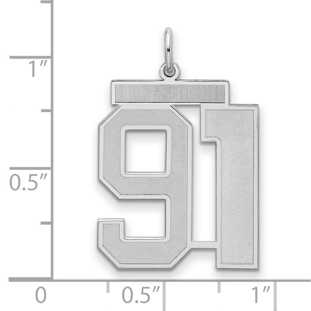 Alternate view of the Sterling Silver, Jersey Collection, Large Number 91 Pendant by The Black Bow Jewelry Co.